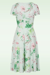Vintage Chic for Topvintage - Topvintage exclusive ~ Esmeralda Flower swing jurk in zachtgroen 3