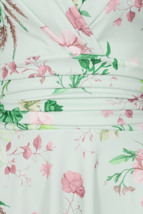 Vintage Chic for Topvintage - Topvintage exclusive ~ Esmeralda Flower swing jurk in zachtgroen 2