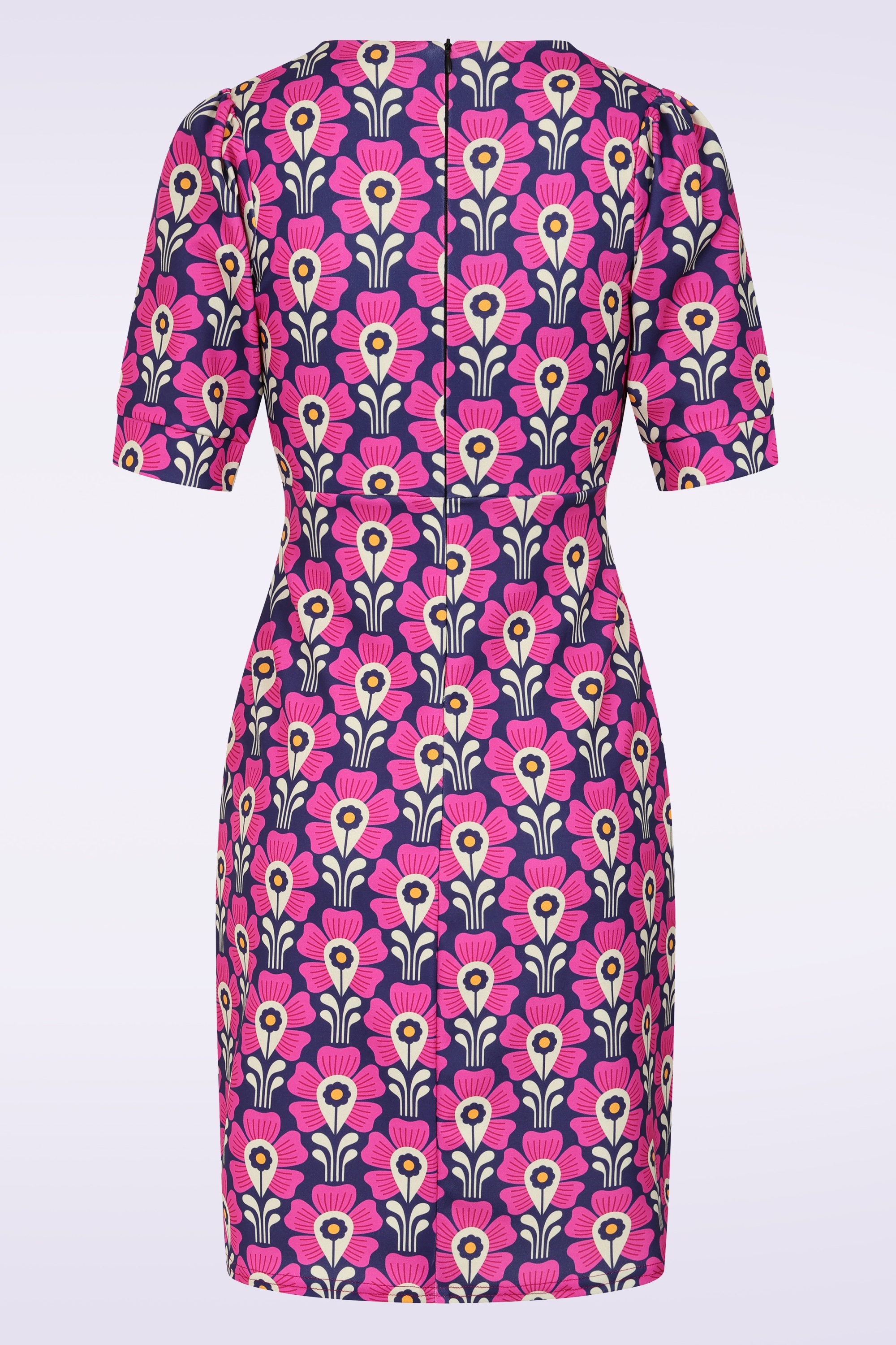 Vintage Chic for Topvintage - Topvintage exclusive ~ Aurora Floral a-lijn jurk in paars en roze 3
