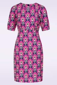 Vintage Chic for Topvintage - Topvintage exclusive ~ Aurora Floral a-lijn jurk in paars en roze