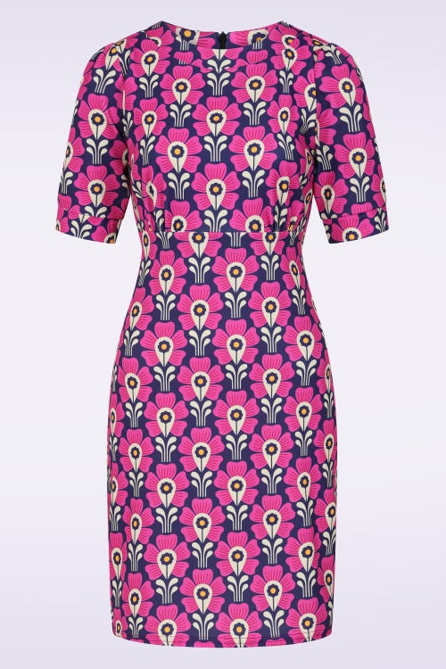 Vintage Chic for Topvintage - Topvintage exclusive ~ Aurora Floral a-lijn jurk in paars en roze