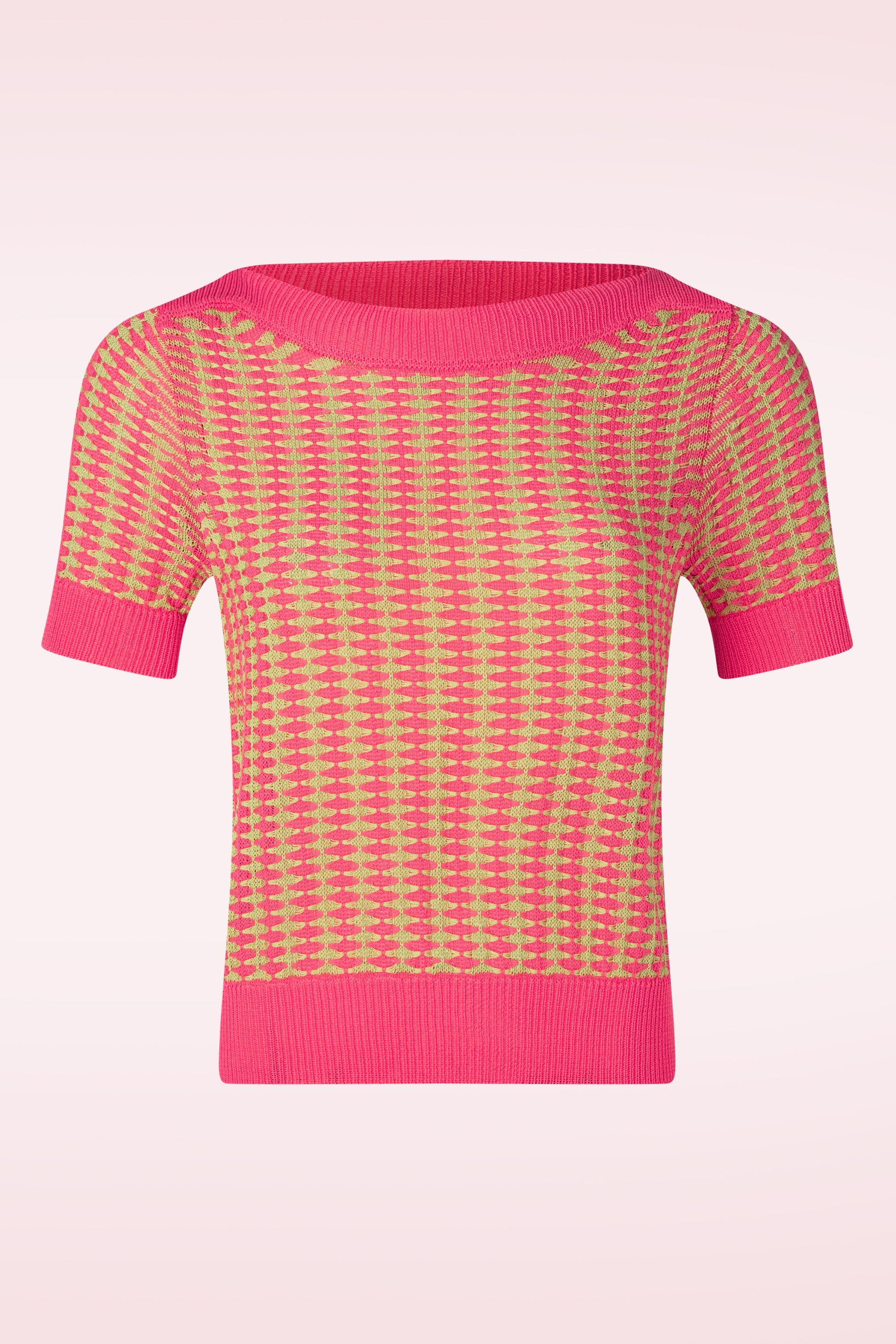Surkana - Rosy gebreide top in roze en groen