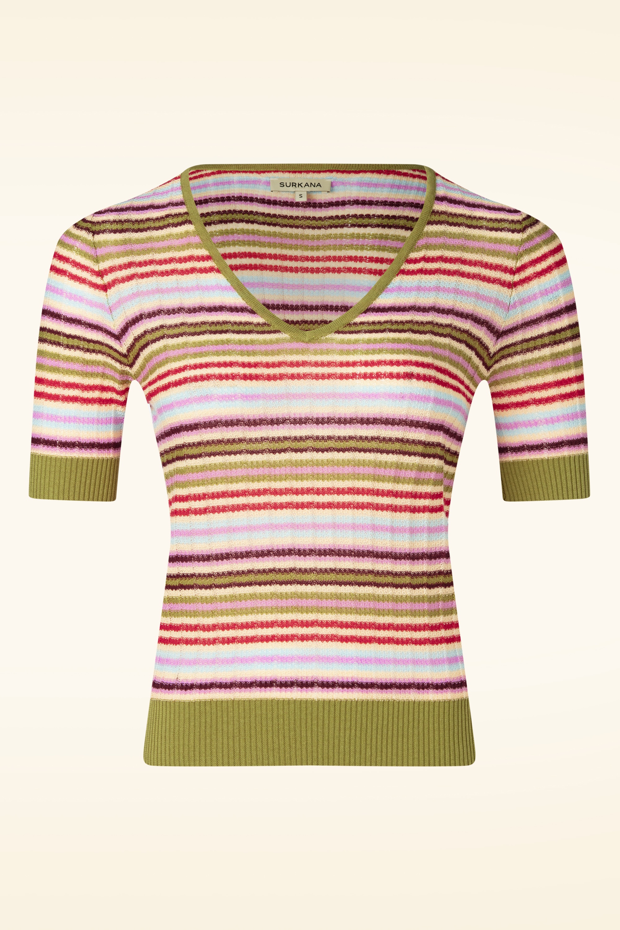 Surkana - Sunny Stripey gebreide top in roze en multi