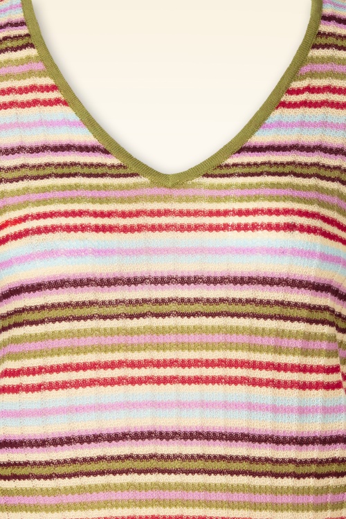 Surkana - Sunny Stripey gebreide top in roze en multi 2