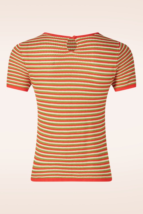 Surkana - Faye Stripe gebreide top in oranje 3