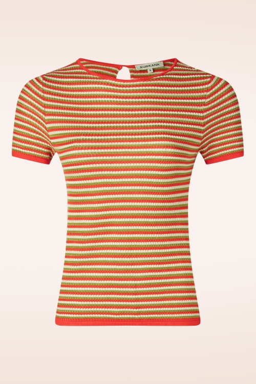 Surkana - Faye Stripe gebreide top in oranje