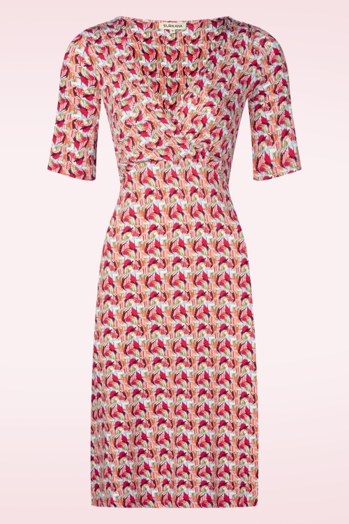 Surkana - Sandy overslag halslijn jurk in multi