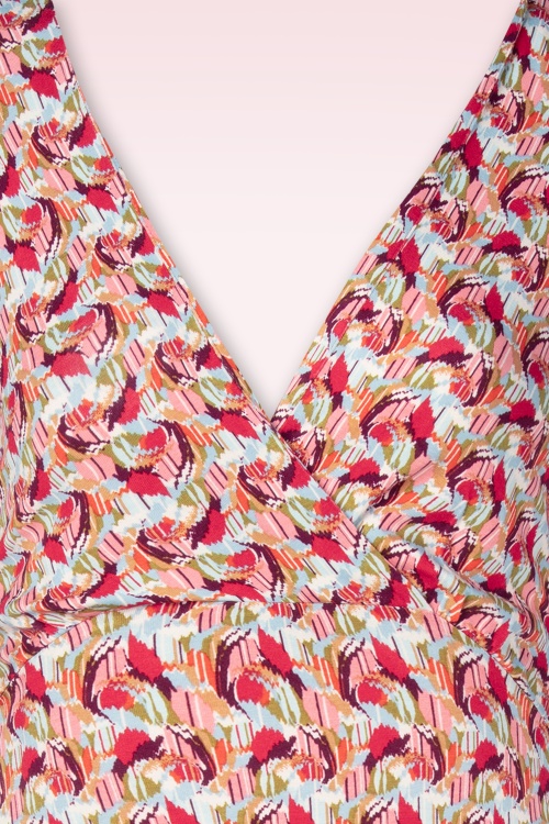 Surkana - Sandy overslag halslijn jurk in multi 2