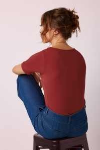 King Louie - Carice Uni Rib top in chili rood 4