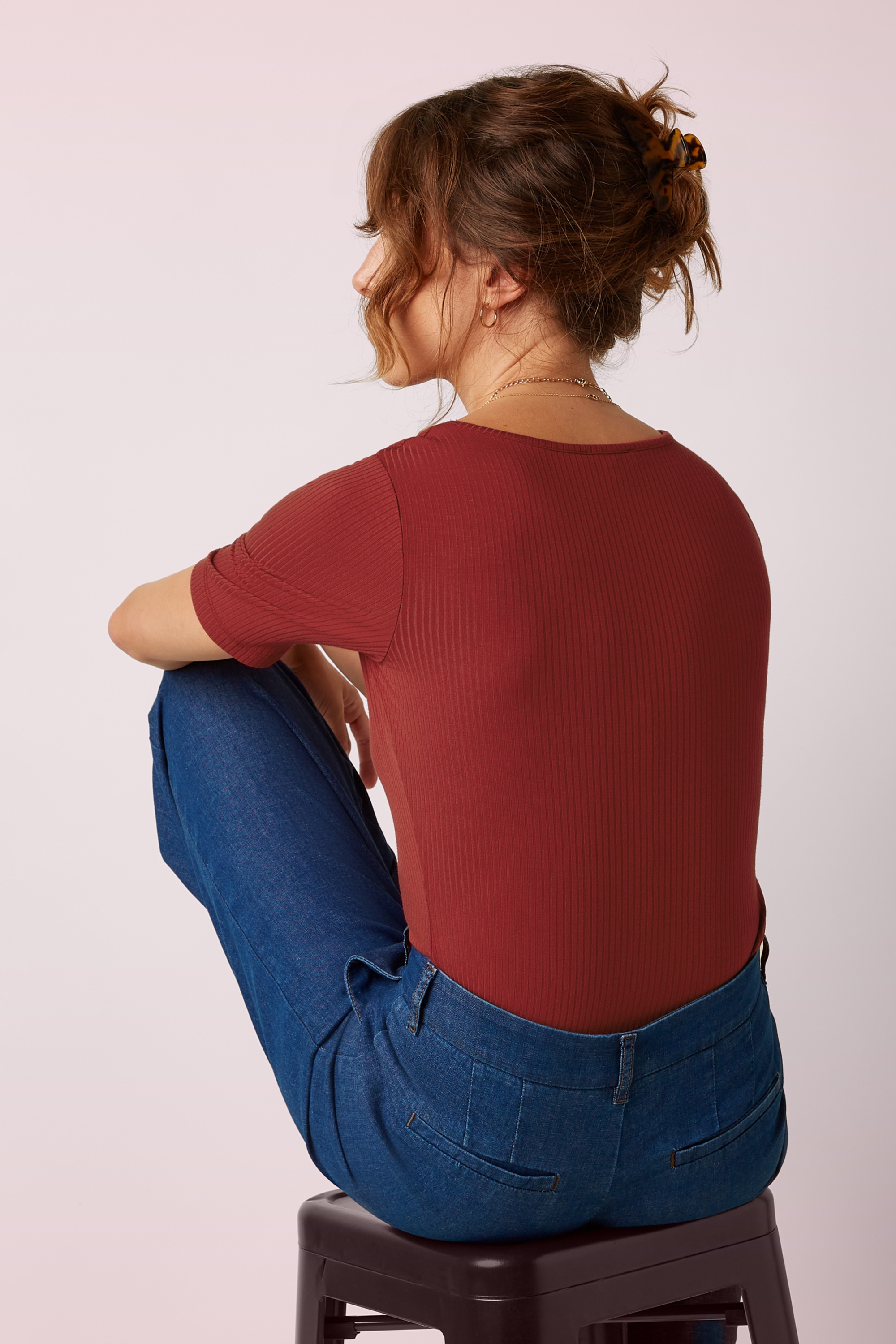 King Louie - Carice Uni Rib top in chili rood 4