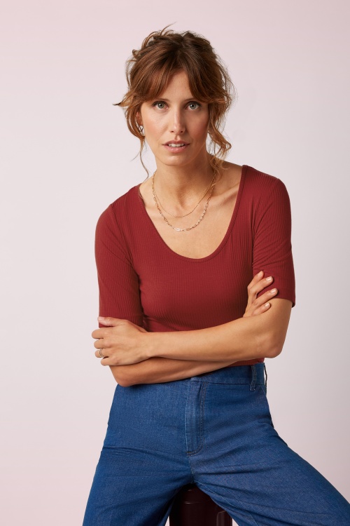 King Louie - Carice Uni Rib top in chili rood