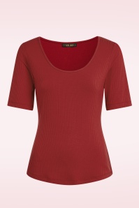 King Louie - Carice Uni Rib top in chili rood 2