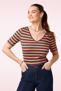 King Louie - Carice Samui gestreepte V top in bluing