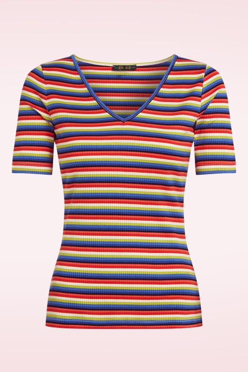 King Louie - Carice Samui gestreepte V top in bluing 2