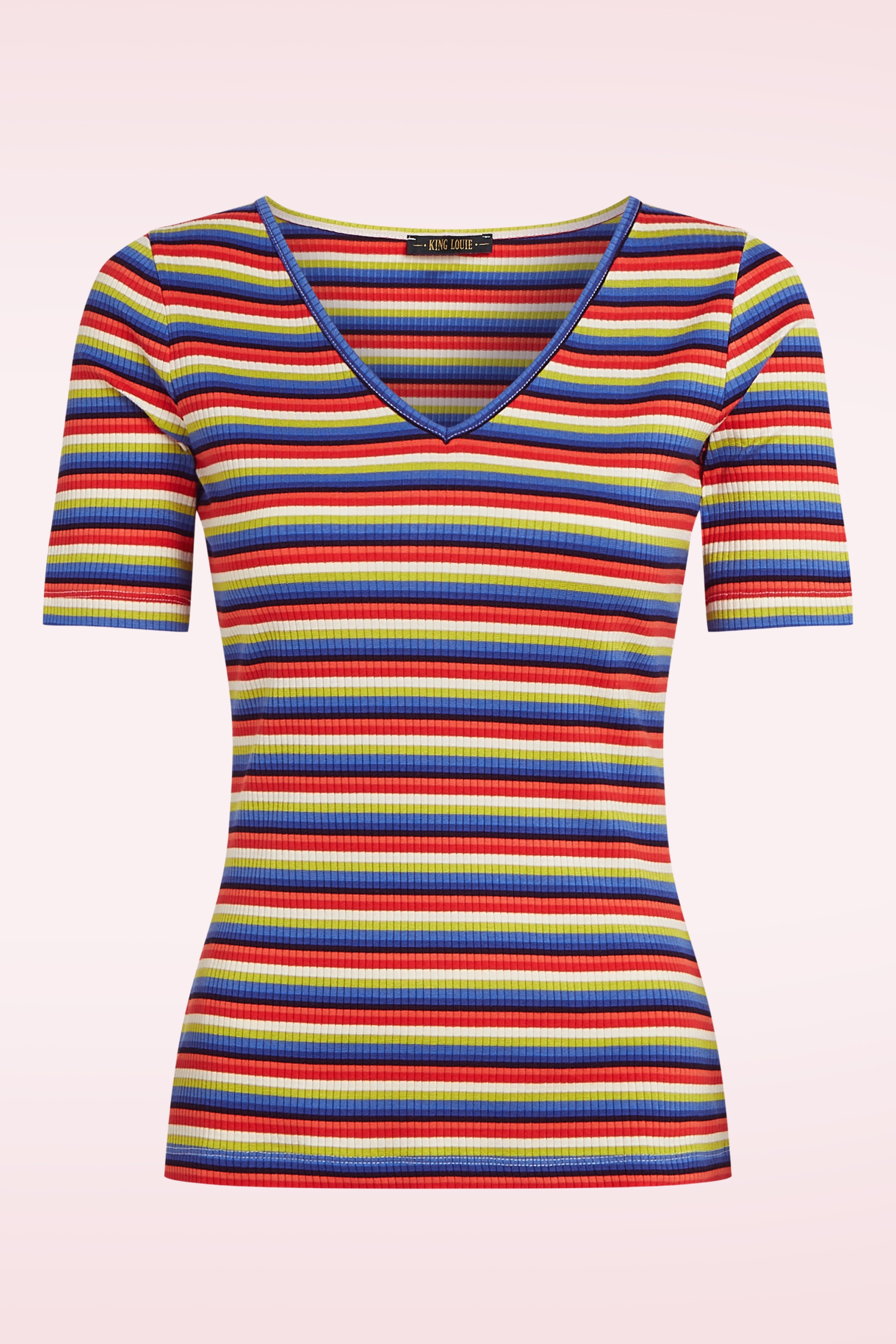 King Louie - Carice Samui gestreepte V top in bluing 2