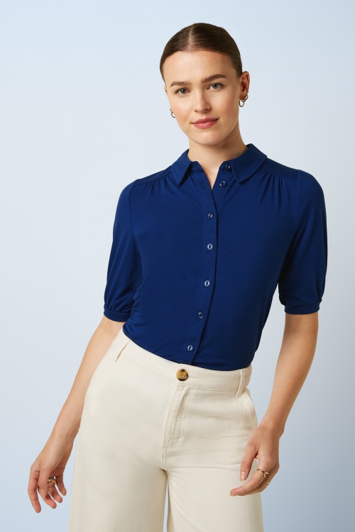 King Louie - Carina Haven blouse in beacon blauw