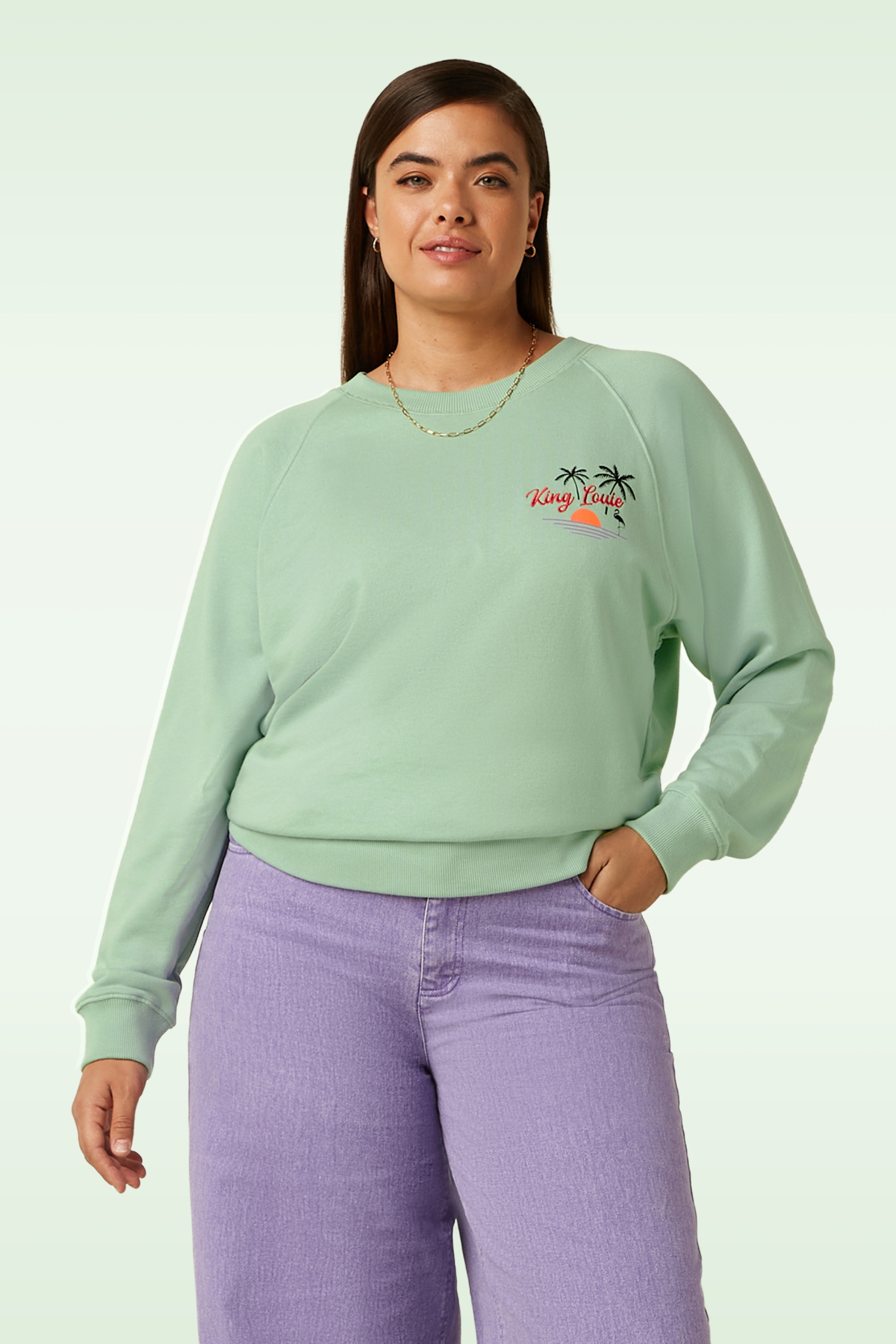 King Louie - Febe Peachy sweater in cameo groen