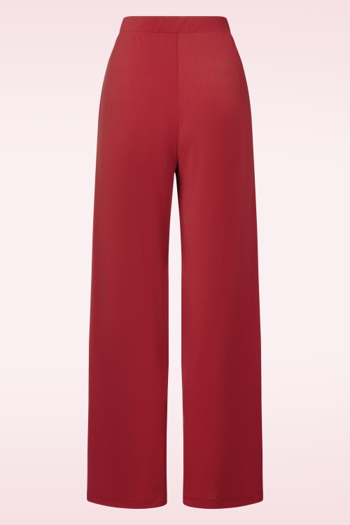 Surkana - Ruby pantalon met wijde pijpen in baksteenrood 3