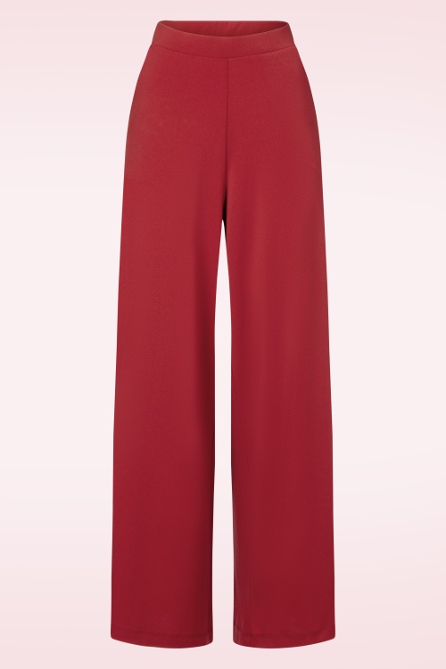 Surkana - Ruby pantalon met wijde pijpen in baksteenrood
