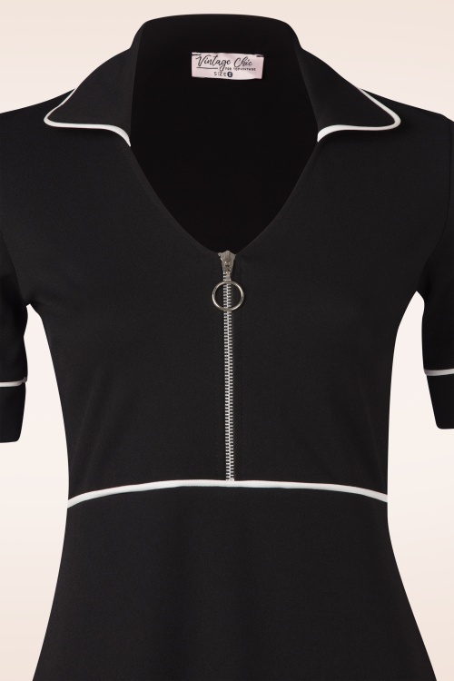 Vintage Chic for Topvintage - Topvintage exclusive ~ Daisy Retro jurk in zwart en wit 2