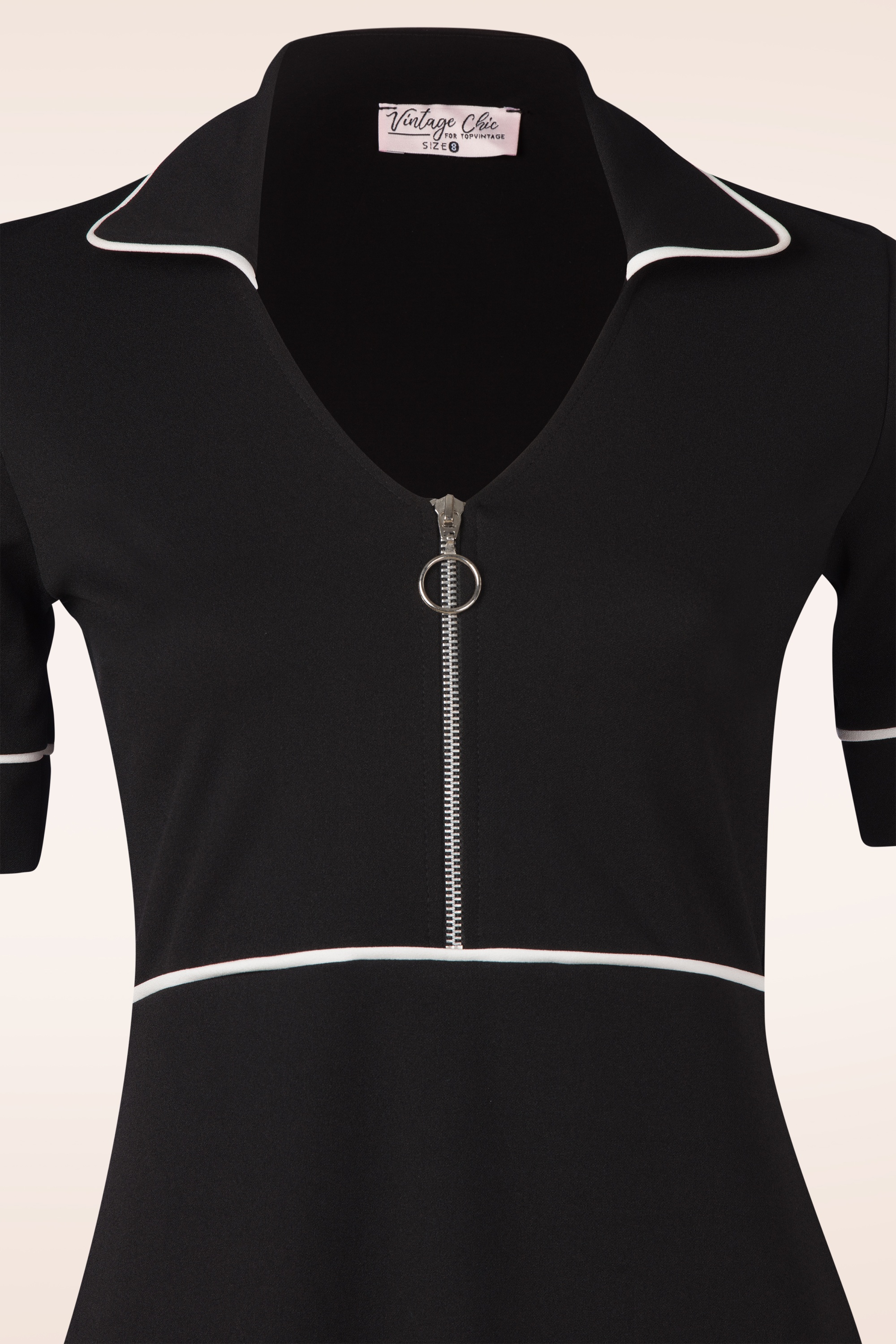 Vintage Chic for Topvintage - Topvintage exclusive ~ Daisy Retro jurk in zwart en wit 2