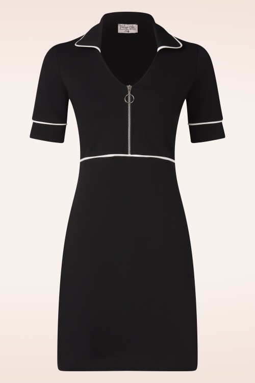 Vintage Chic for Topvintage - Topvintage exclusive ~ Daisy Retro jurk in zwart en wit