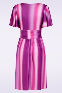 Vintage Chic for Topvintage - Topvintage exclusive ~ Sadie Faded Stripes swing jurk in paars 3