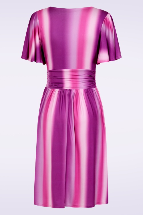 Vintage Chic for Topvintage - Topvintage exclusive ~ Sadie Faded Stripes swing jurk in paars 3