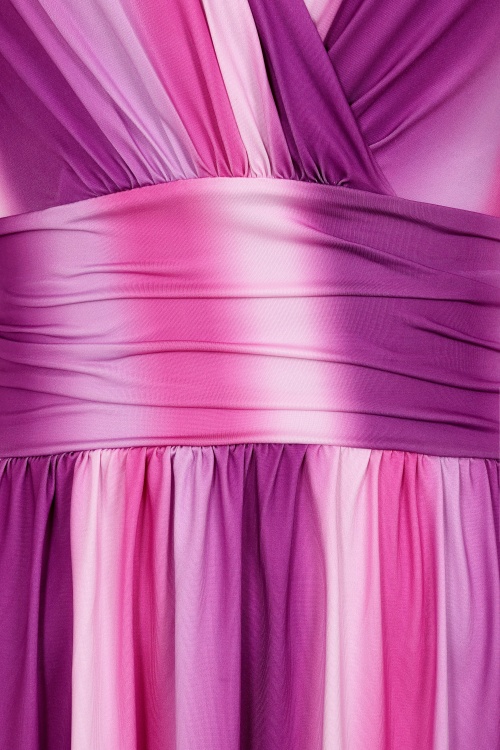 Vintage Chic for Topvintage - Topvintage exclusive ~ Sadie Faded Stripes swing jurk in paars 2