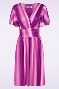 Vintage Chic for Topvintage - Topvintage exclusive ~ Sadie Faded Stripes swing jurk in paars