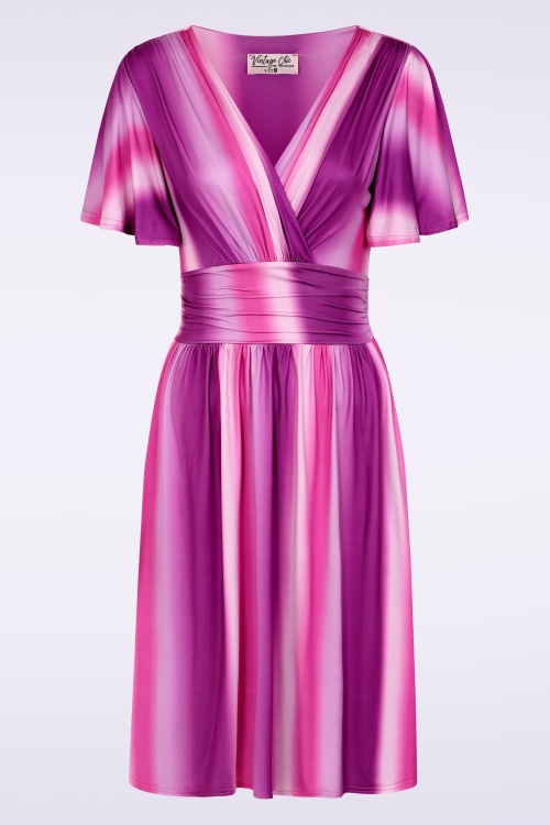 Vintage Chic for Topvintage - Sadie Faded Stripes swing jurk in roze