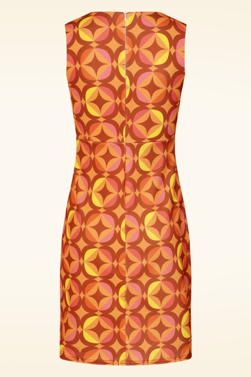Vintage Chic for Topvintage - Topvintage exclusive ~ Betty geometrische jurk in oranje en geel 3