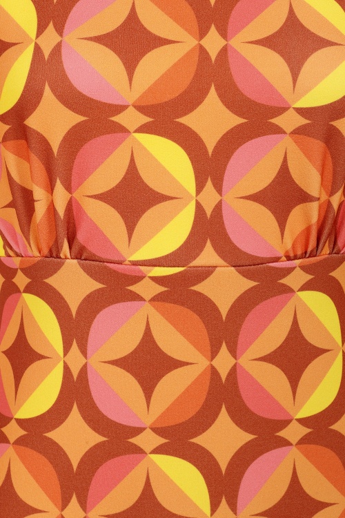 Vintage Chic for Topvintage - Topvintage exclusive ~ Betty geometrische jurk in oranje en geel 2