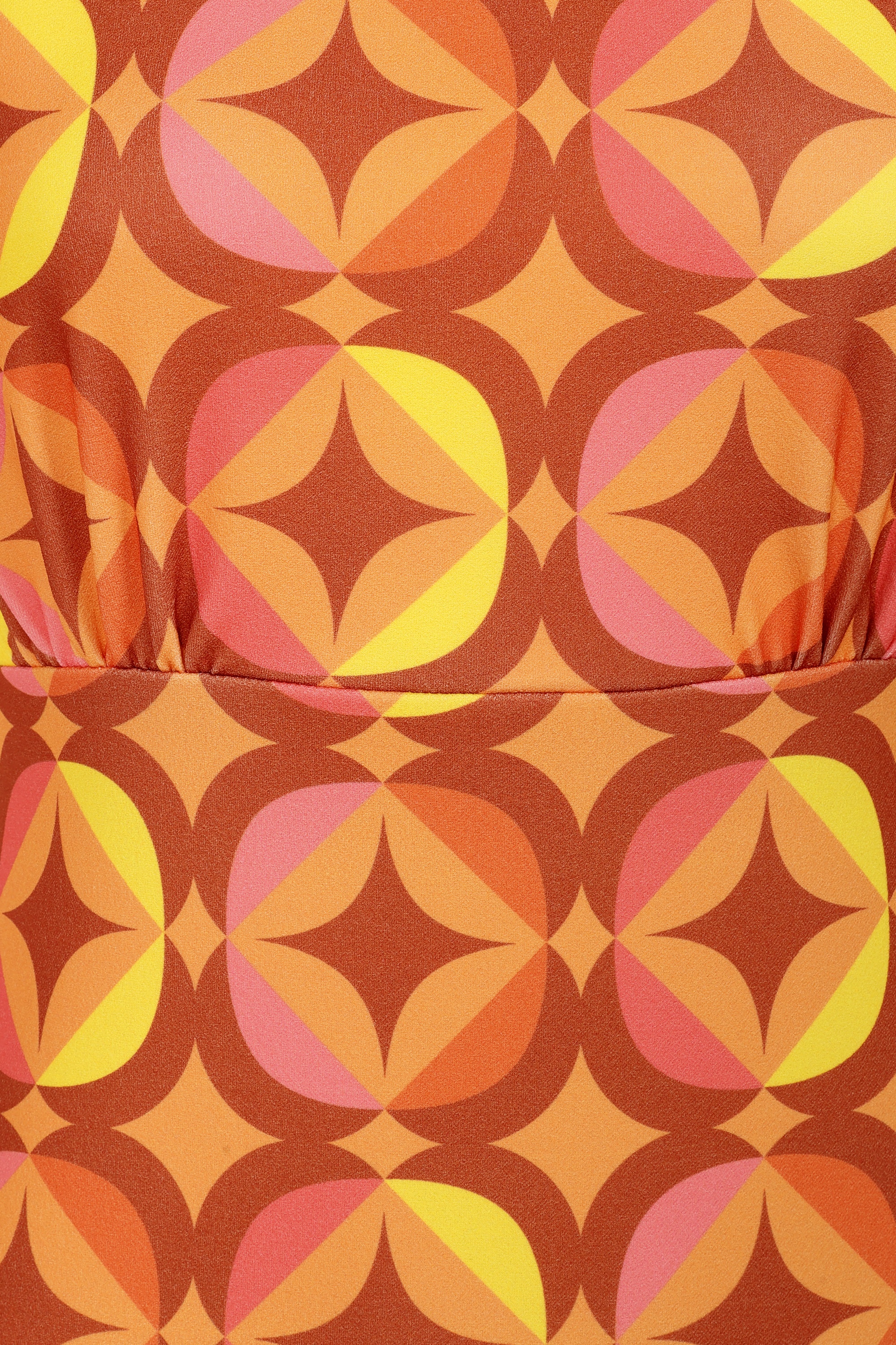Vintage Chic for Topvintage - Topvintage exclusive ~ Betty geometrische jurk in oranje en geel 2