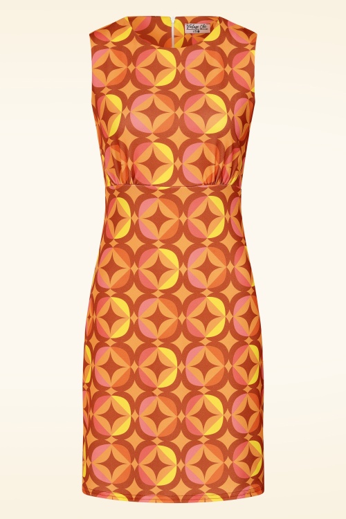 Vintage Chic for Topvintage - Topvintage exclusive ~ Betty geometrische jurk in oranje en geel