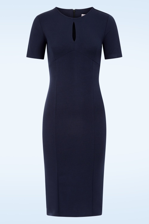 Vintage Chic for Topvintage - Topvintage exclusive ~ Mira pencil jurk in marineblauw