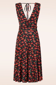 Vintage Chic for Topvintage - Topvintage exclusive ~ Jane cherry swing jurk in zwart en rood 3