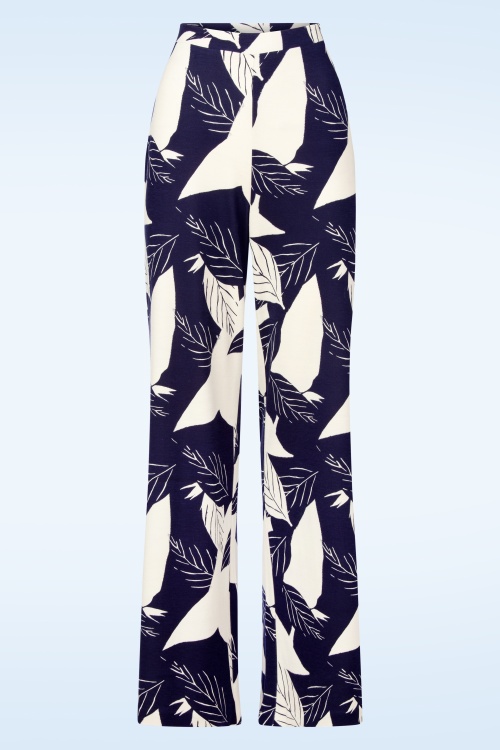 Surkana - Marina Breeze pantalon in gebroken wit en marineblauw