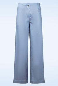 Surkana - Rori pantalon met wijde pijpen in dusty blauw