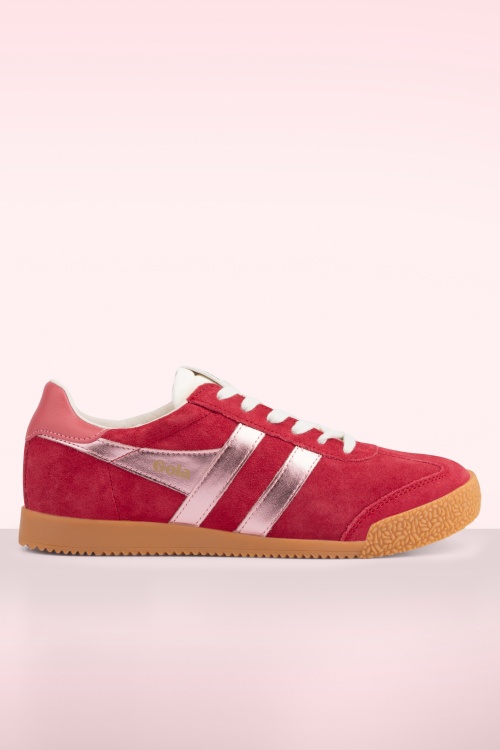 Gola - Gola Elan Glitz Suede sneakers in koraalrood