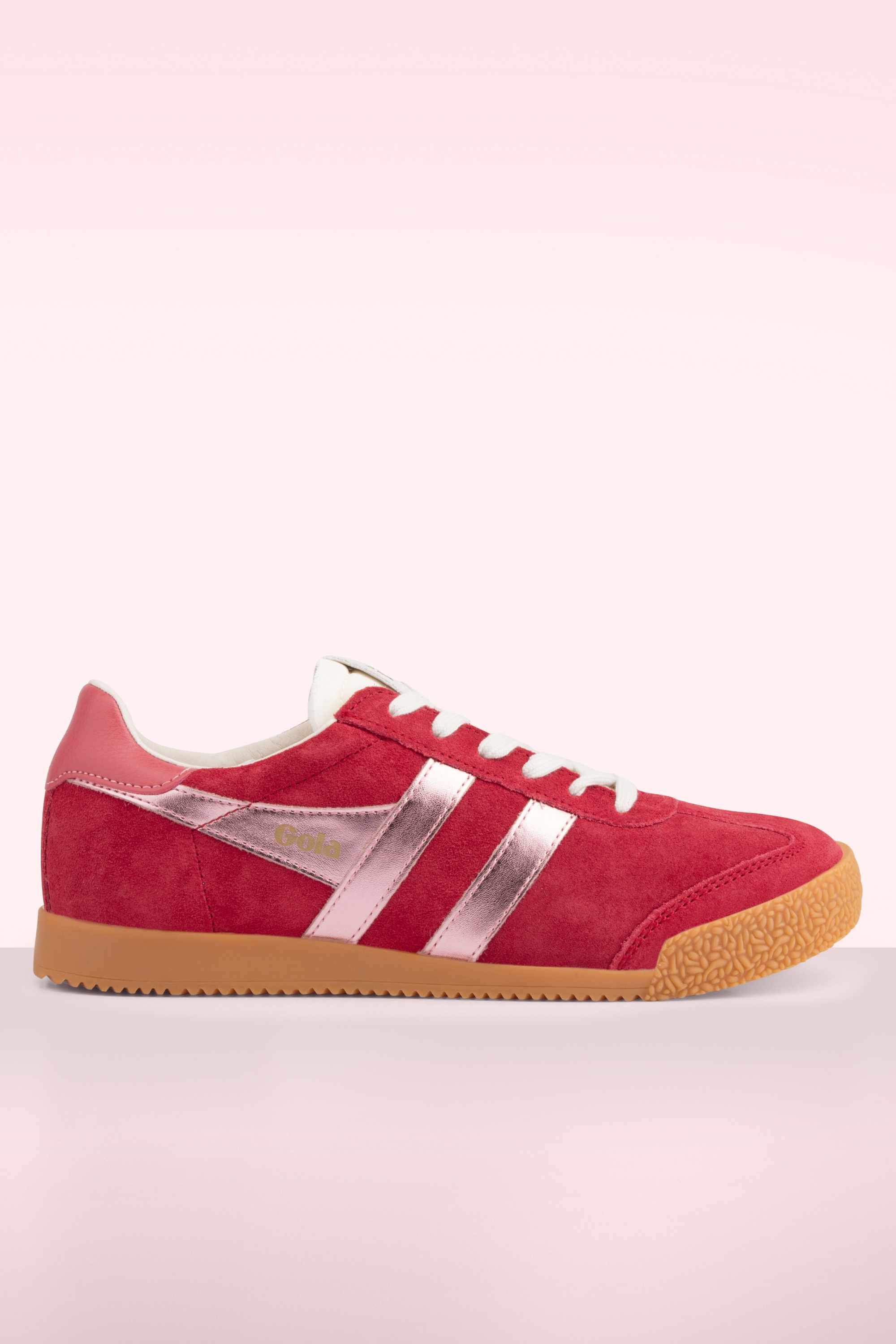 Gola - Gola Elan Glitz Suede sneakers in koraalrood