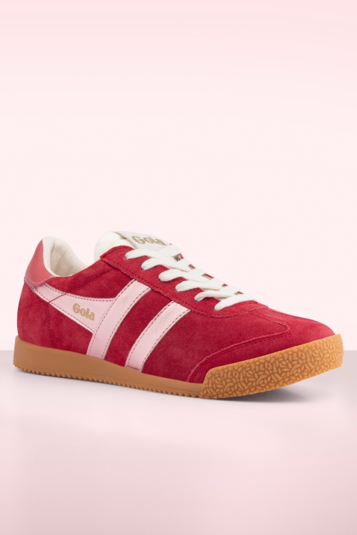 Gola - Gola Elan Glitz Suede sneakers in koraalrood 3