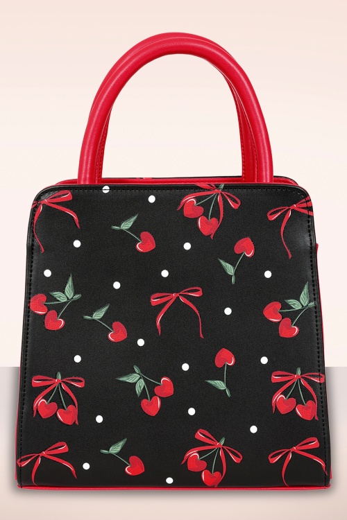 Banned Retro - Cherries And Bows handtas in zwart 7