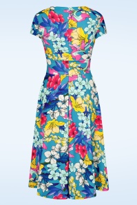 Vintage Chic for Topvintage - Topvintage exclusive ~ Esmeralda Lily swing jurk in blauw 3