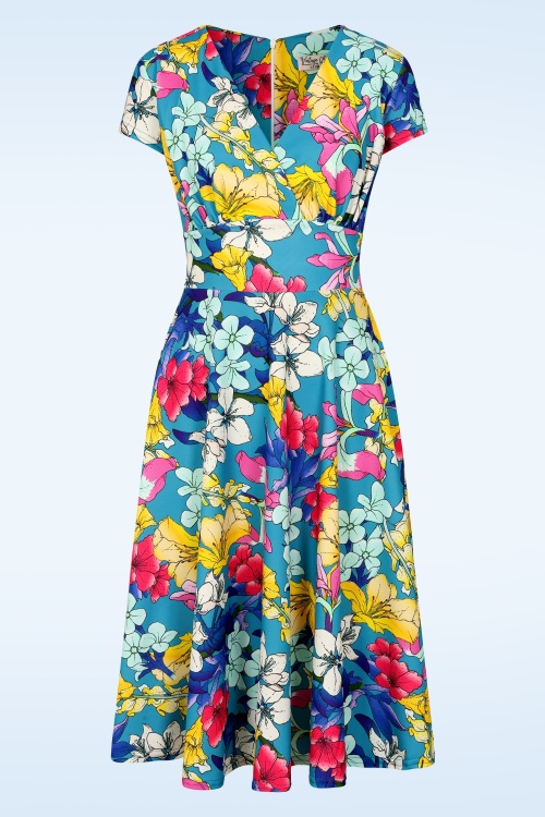 Vintage Chic for Topvintage - Topvintage exclusive ~ Esmeralda Lily swing jurk in blauw