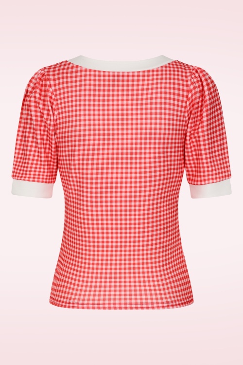Vintage Chic for Topvintage - Topvintage exclusive ~ Cleo gingham top in rood en wit 3