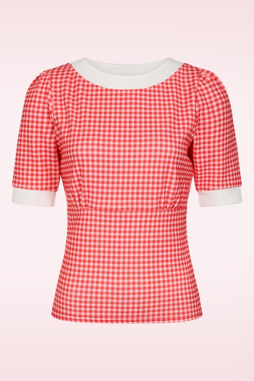 Vintage Chic for Topvintage - Topvintage exclusive ~ Cleo gingham top in rood en wit