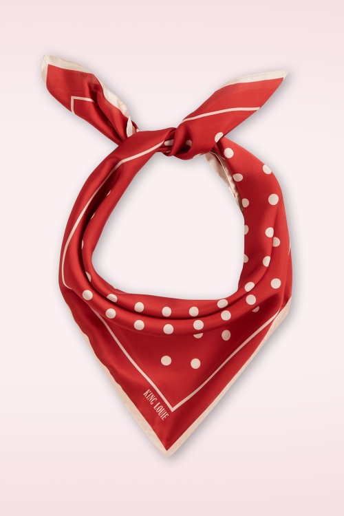 King Louie - Satin Look polka dot sjaal in chilirood  2