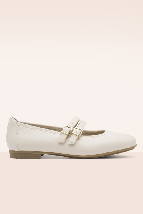 Jana Shoes - Diana Softline Vegan ballerina's in crème