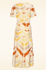 Smashed Lemon - Mila maxi jurk in crème en geel  5